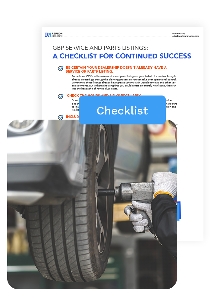 Resource: Checklist | GBP Service and Parts Listings 1 rm resources page gbp service checklist page 1